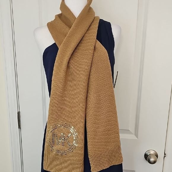 Michael Kors Other - Michael Kors Camel Knit Scarf with Logo